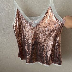 Free People - rose gold sequin camisole top.